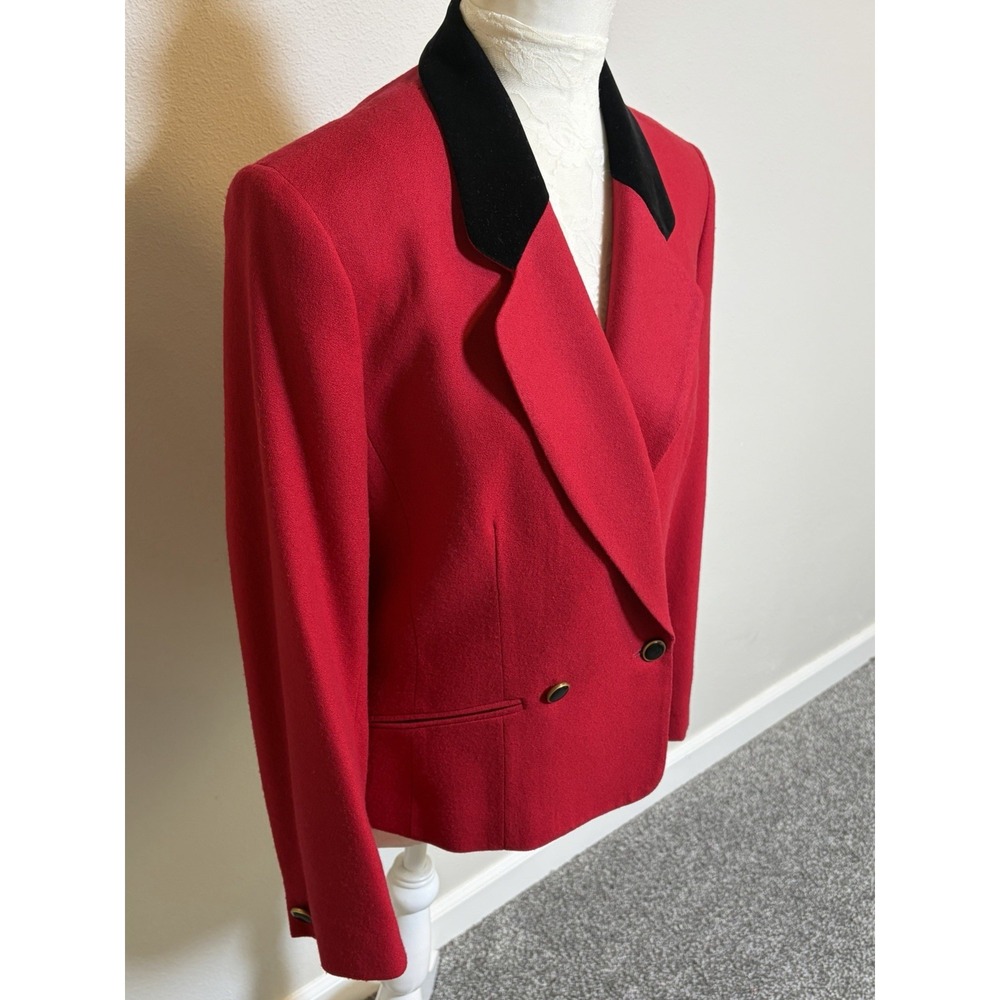 Vtg Pendleton Red Virgin Wool Riding Jacket~Sz 8~Velvet Collar Tailored Luxury - Picture 4 of 16